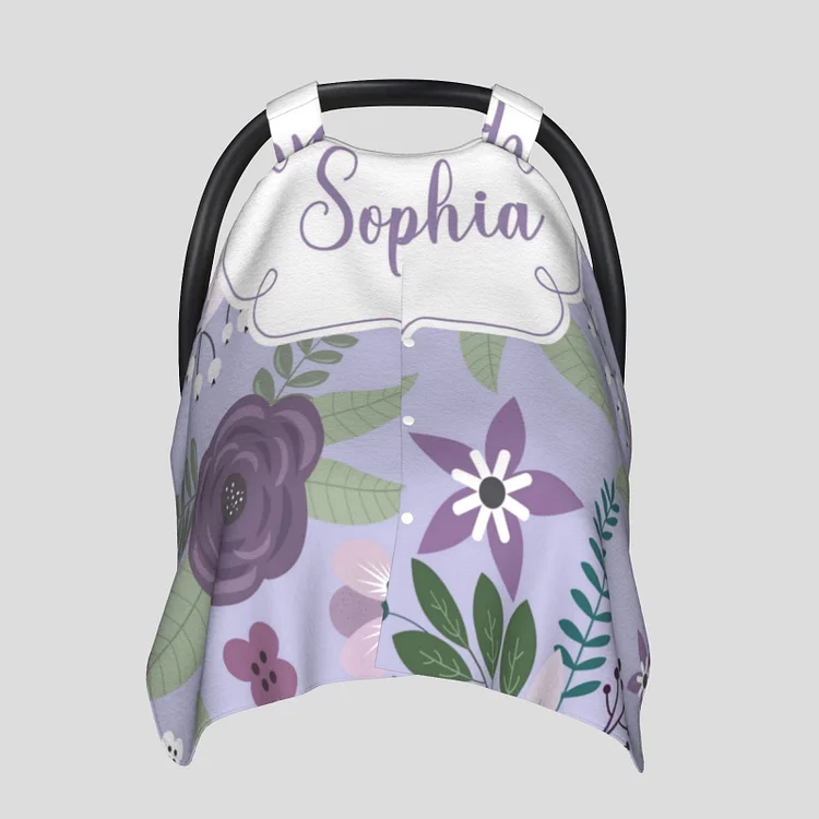 Personalized Baby Purple Flower Car Seat Canopy for Comfort & Unique| C20