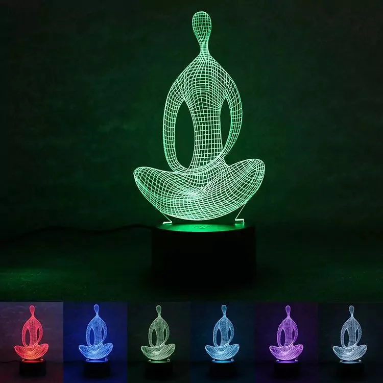 3D Creative Yoga 7Color Night Light