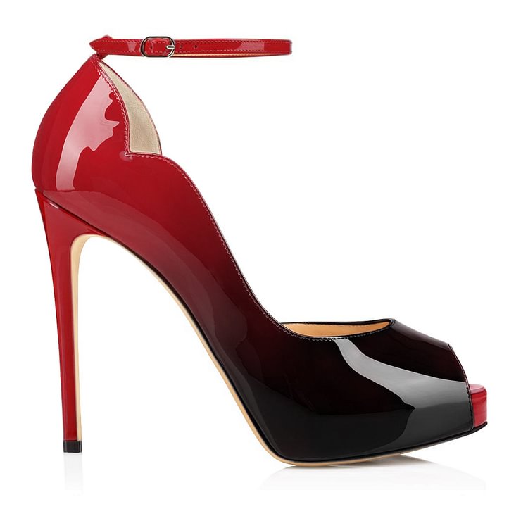 120mm Ankle Strap Platform Stiletto Pumps Party Peep Toe Sandals Shoes