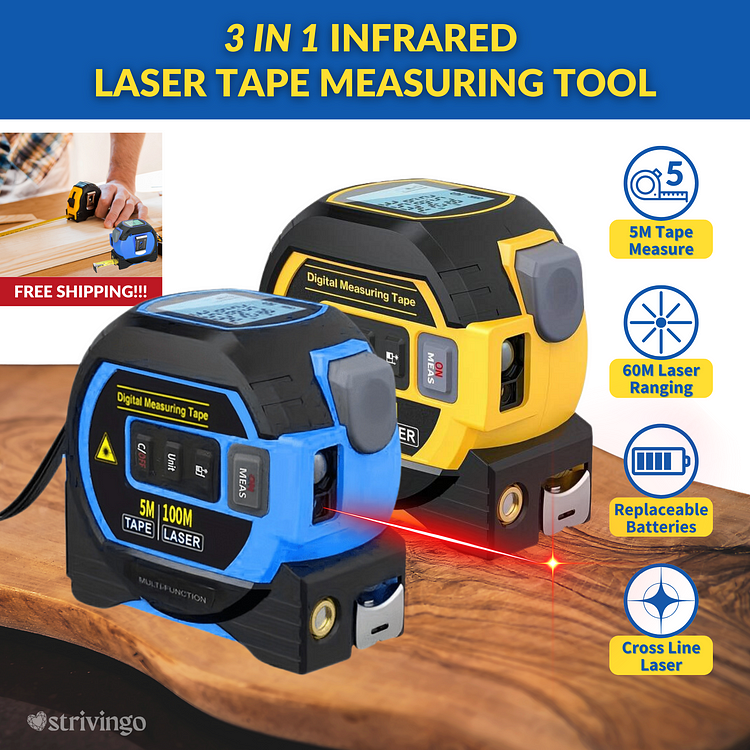 Instascan™ 3 In 1 Infrared Laser Tape Measuring Tool