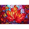 >SALE<Full Embroidery Cotton Thread 11CT Print Stain Glass Maple Cross Stitch 60x40cm