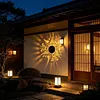 Solar Mandala Lights Outdoor Metal Solar Powered Wall Lamp Decorative Weatherproof Projector Light for Patio Backyard Garden Deck Step Decor