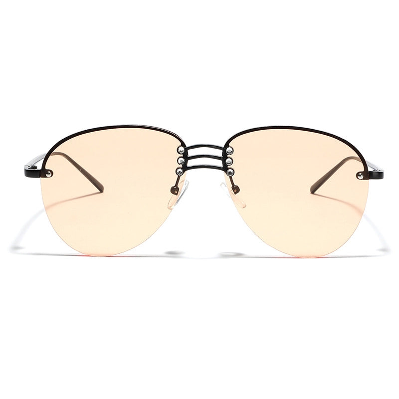 Casual Minimalist Solid Color Pc Toad Glasses Half Frame Women's Sunglasses