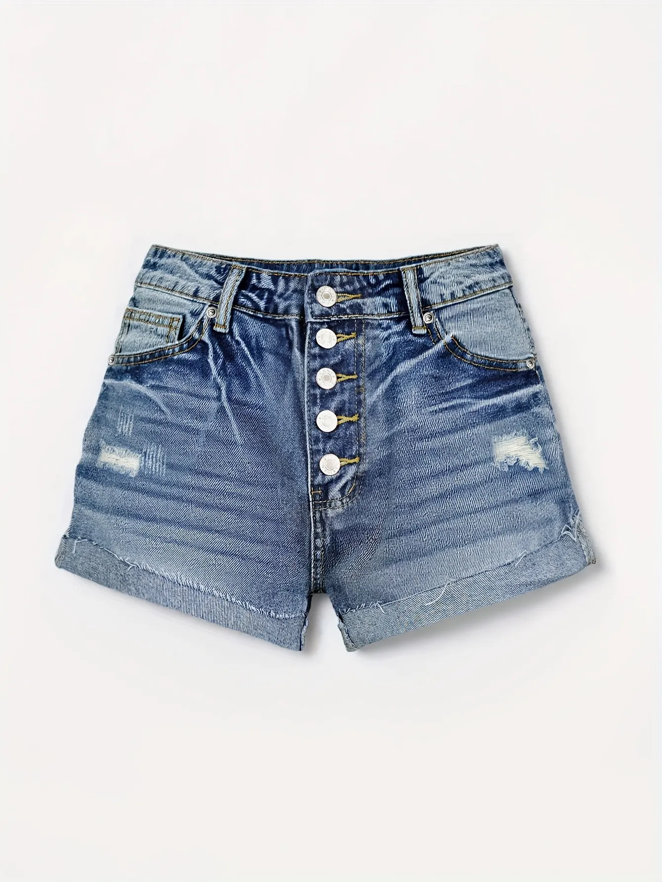 Fashion Womens Denim Shorts with Holes and Closed Rows Buttons Perfect for Everyday Wear | IFYHOME