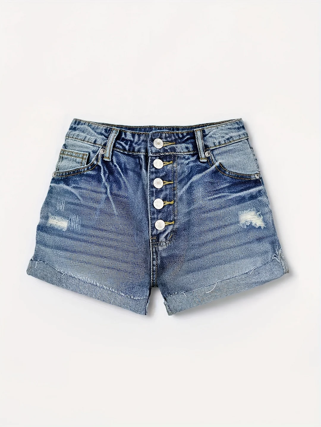 Fashion Women's Denim Shorts With Holes And Closed Rows And Buttons, Perfect For Everyday Wear, A Must-Have Item In The Cloakroom | IFYHOME