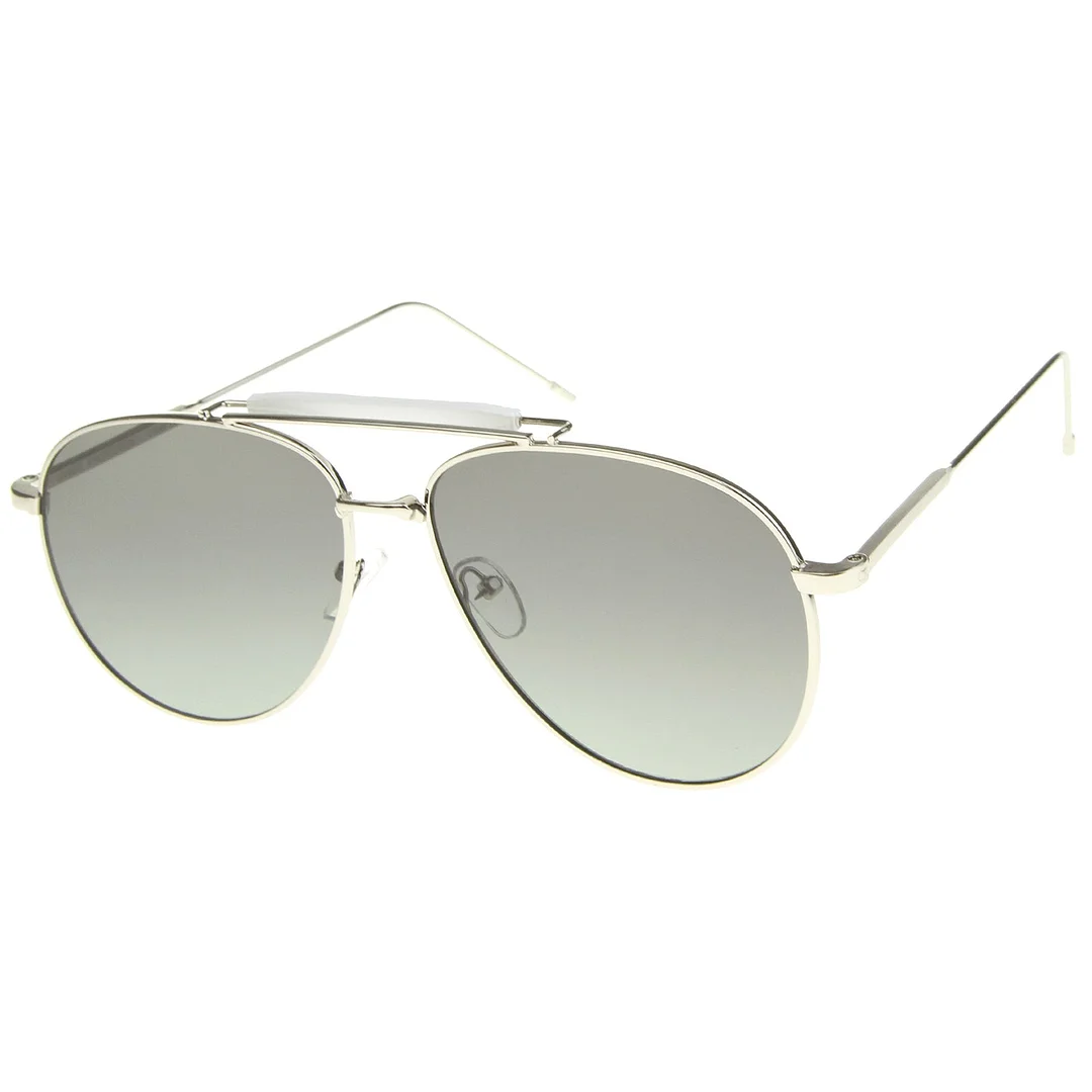 Classic Retro Metal Wire Teardrop Flat Lens Crossbar Aviator glasses