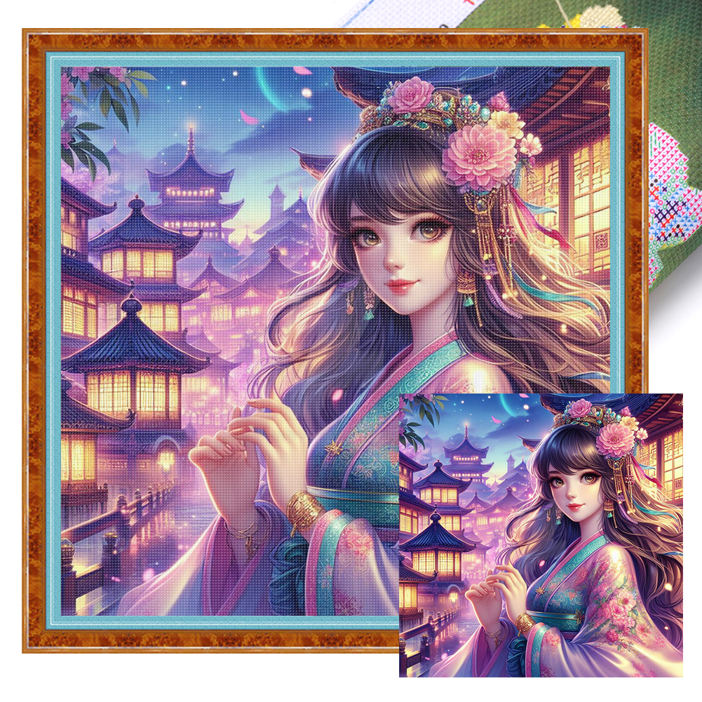 Ancient Girl Full 14CT Pre-stamped Canvas(50*50cm) Cross Stitch