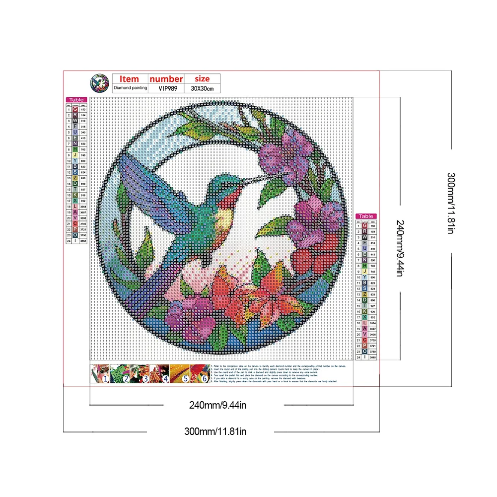 Diamond Painting - Full Round Drill - Stained Glass Hummingbird(30*30cm)