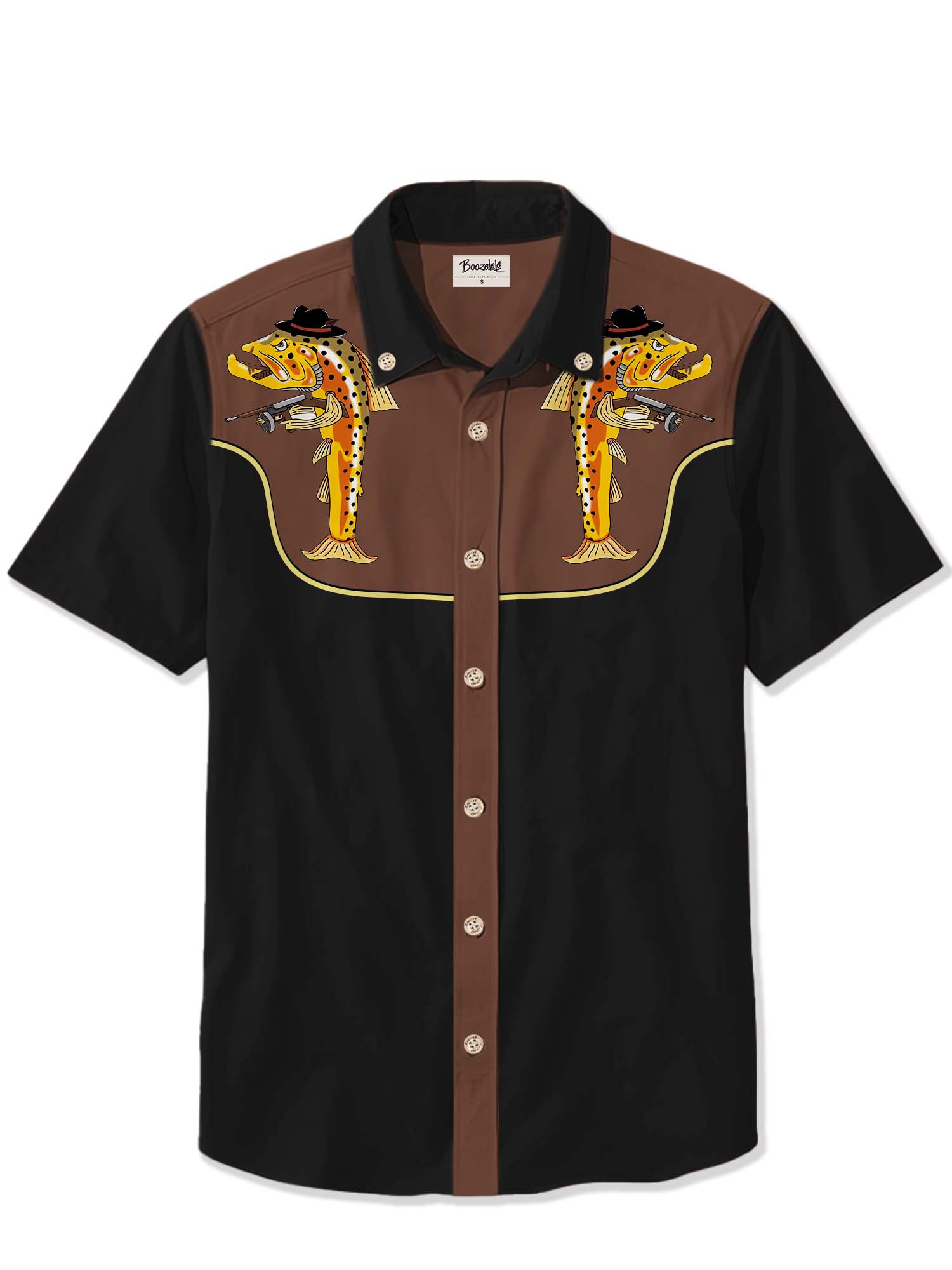 Western Cowboy Fish Holding A Gun - 100% Cotton Shirt