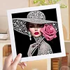 Lady Special Shape Partial Drill Dimond Art Paintings with Plastic Frame 17x17cm