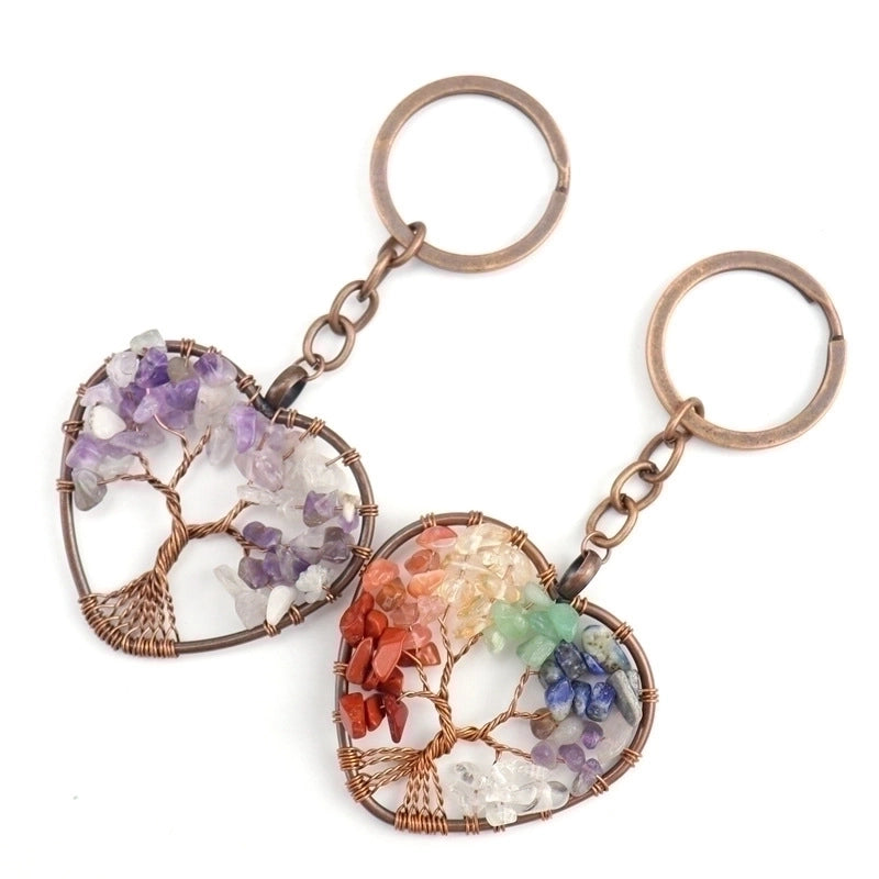Fashion Tree Natural Stone Copper Beaded Women’s Keychain 1 Piece