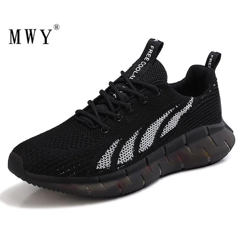 MWY Men Sneakers Black Mesh Casual Shoes Lace Up Mens Shoes Lightweight Vulcanize Shoes Couple Shoes Zapatillas Hombre