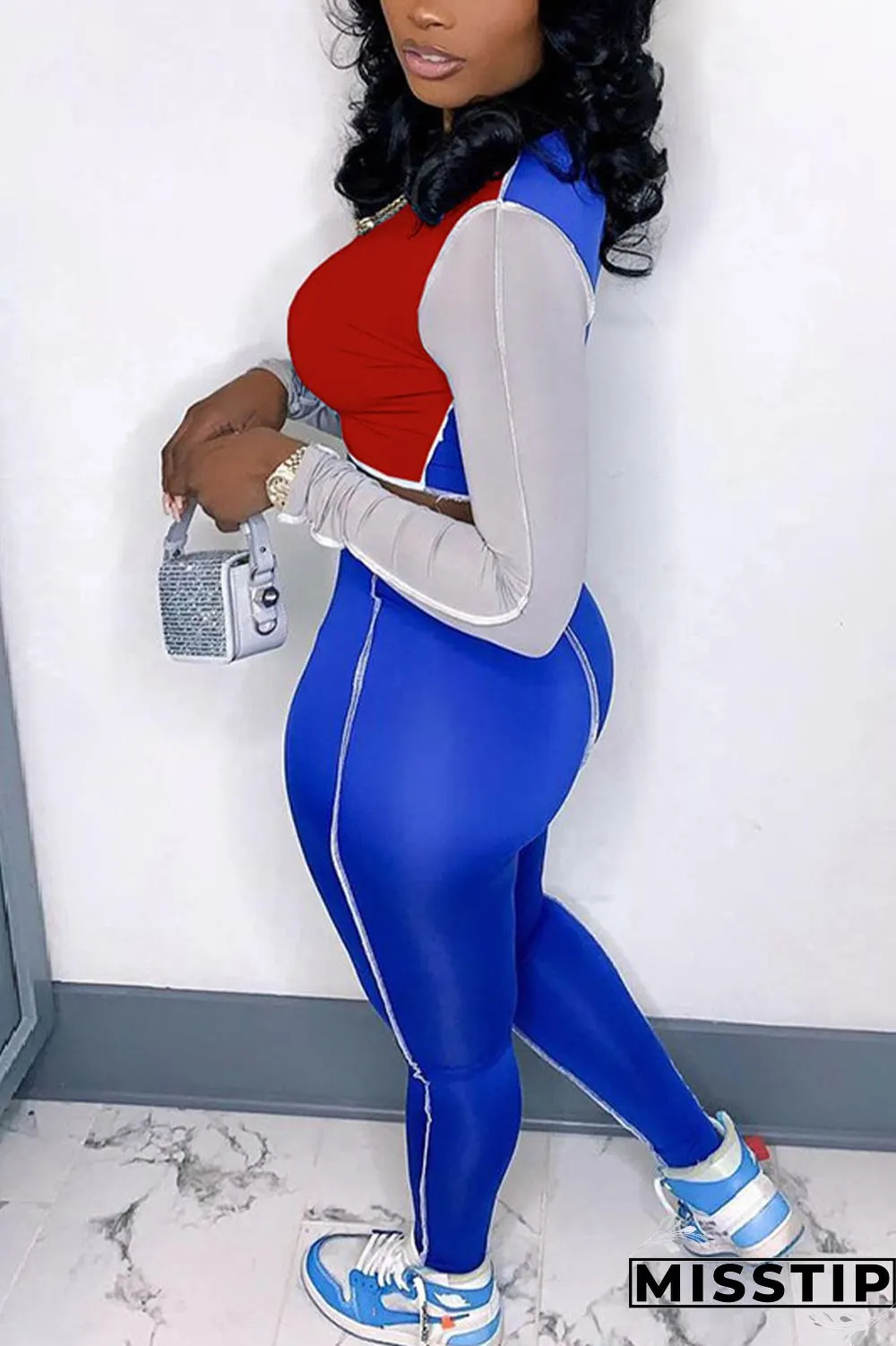 Orange Casual Solid Patchwork O Neck Long Sleeve Two Pieces