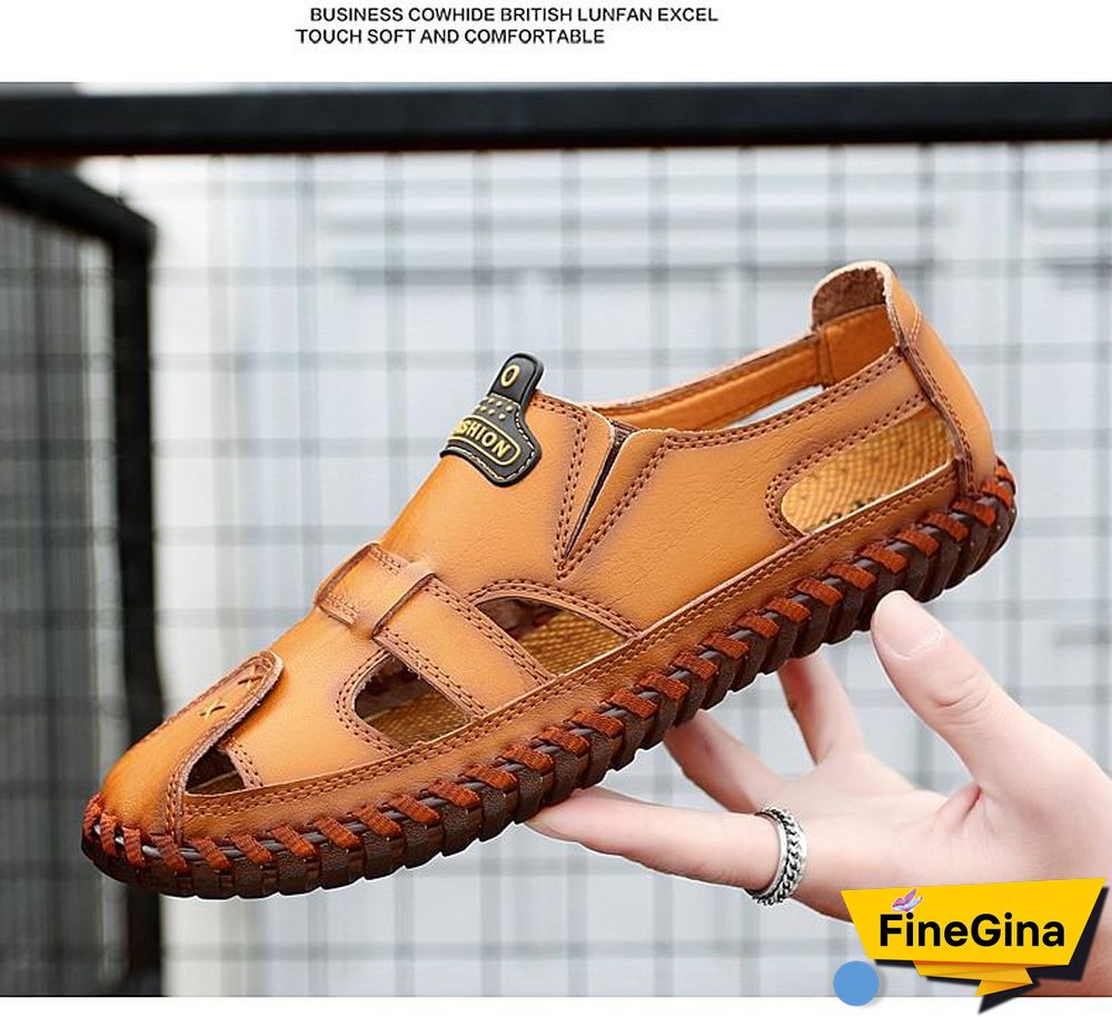 Leather Men Sandals Outdoor Flip Flop Casual Shoes Men Shoes