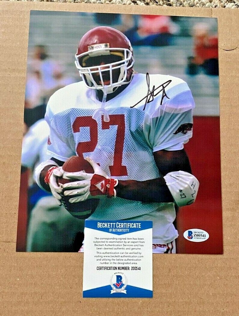 STEVE ATWATER SIGNED ARKANSAS RAZORBACKS 8X10 Photo Poster painting BECKETT CERTIFIED