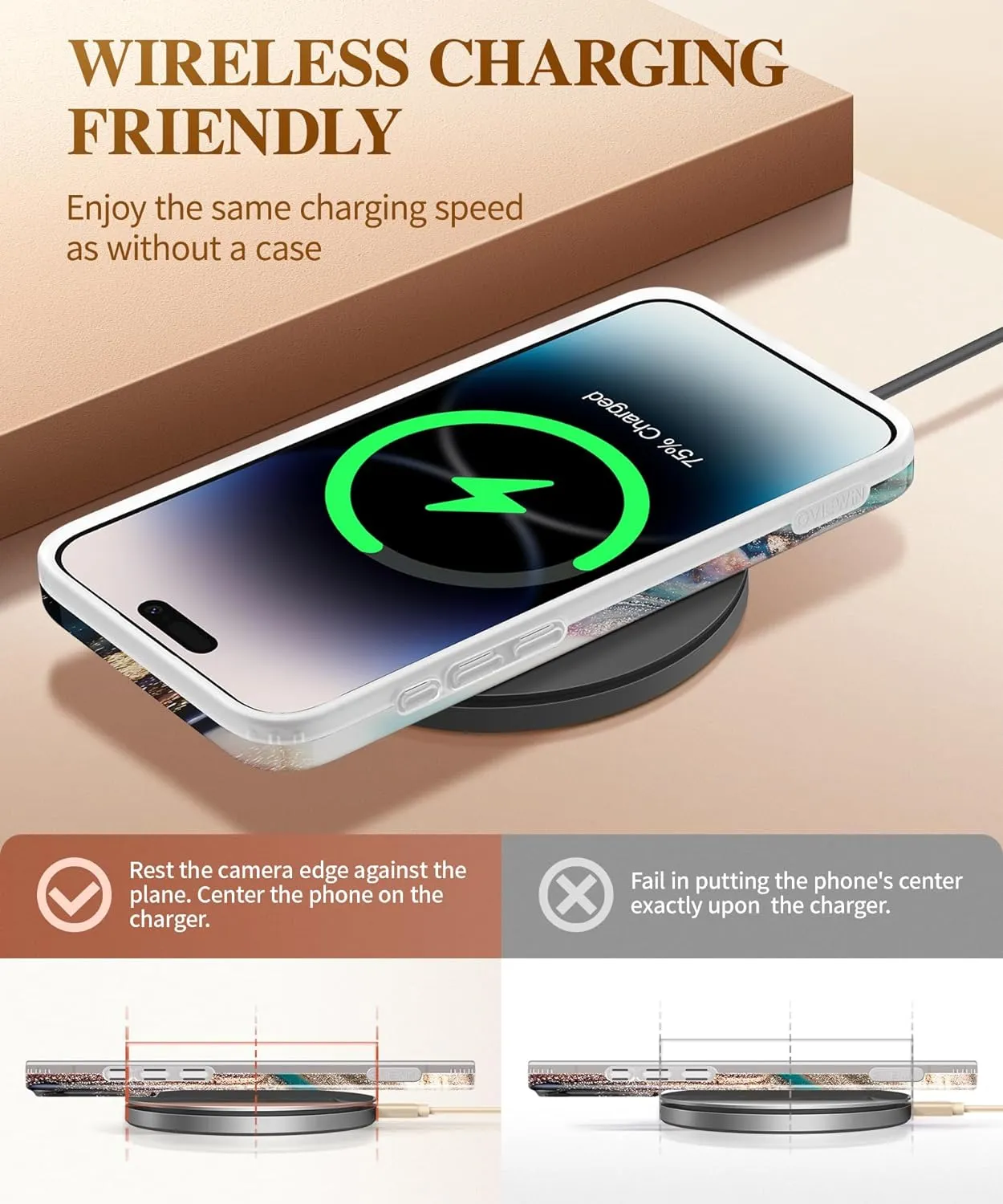 ProCaseMall iPhone 15 Pro Max Case Marble Design Slim Soft TPU(Drift Sand/Brown)