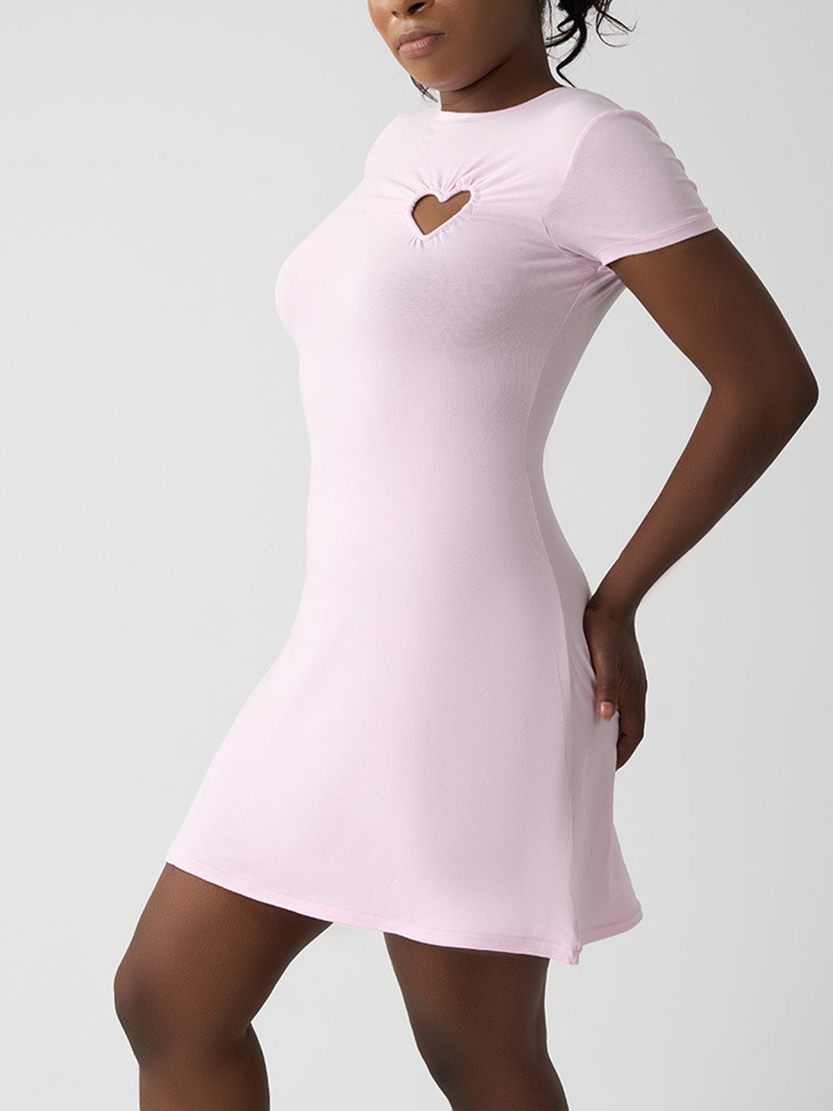 Short Sleeve Heart Cutout Bodycon Dress