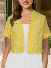 Contrast Lace Open Front Short Sleeve Cardigan for Women