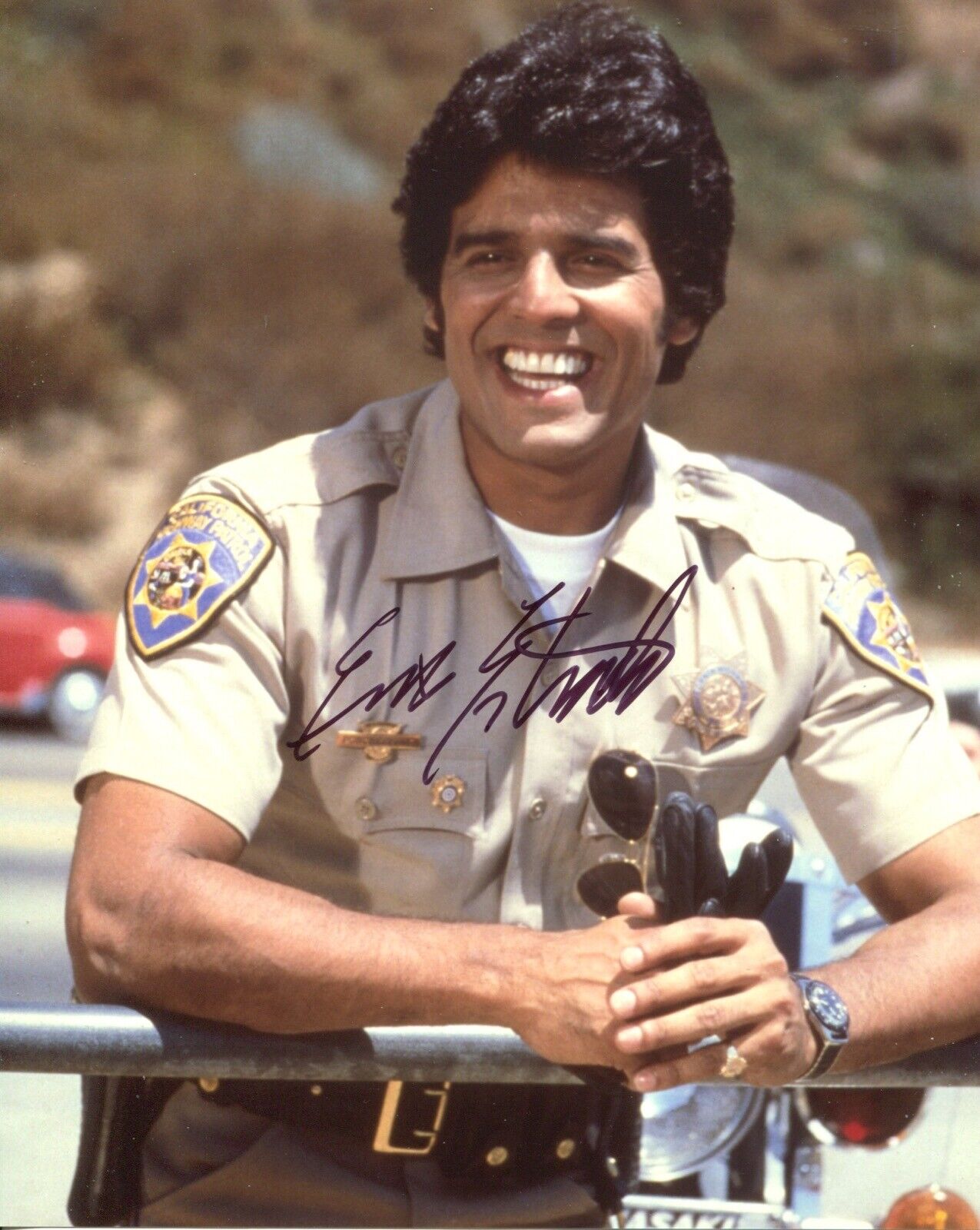 Actor Erik Estrada signed CHIPS 8x10 TV police drama Photo Poster painting