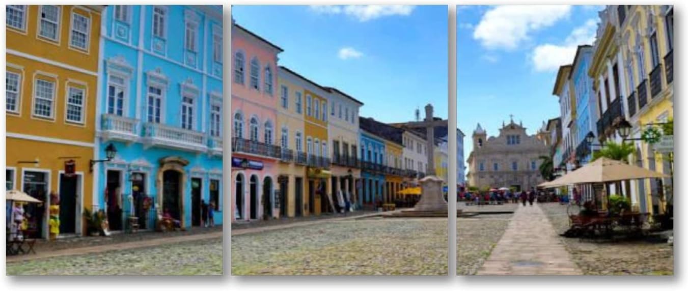 Canvas Wall Art Ready to Hang Beautiful colonial buildings Salvador da Bahia Brazil Posters Prints Artwork Paintings for Living Room Bedroom Bathrooms Office Wall Decorations Multicolor 5