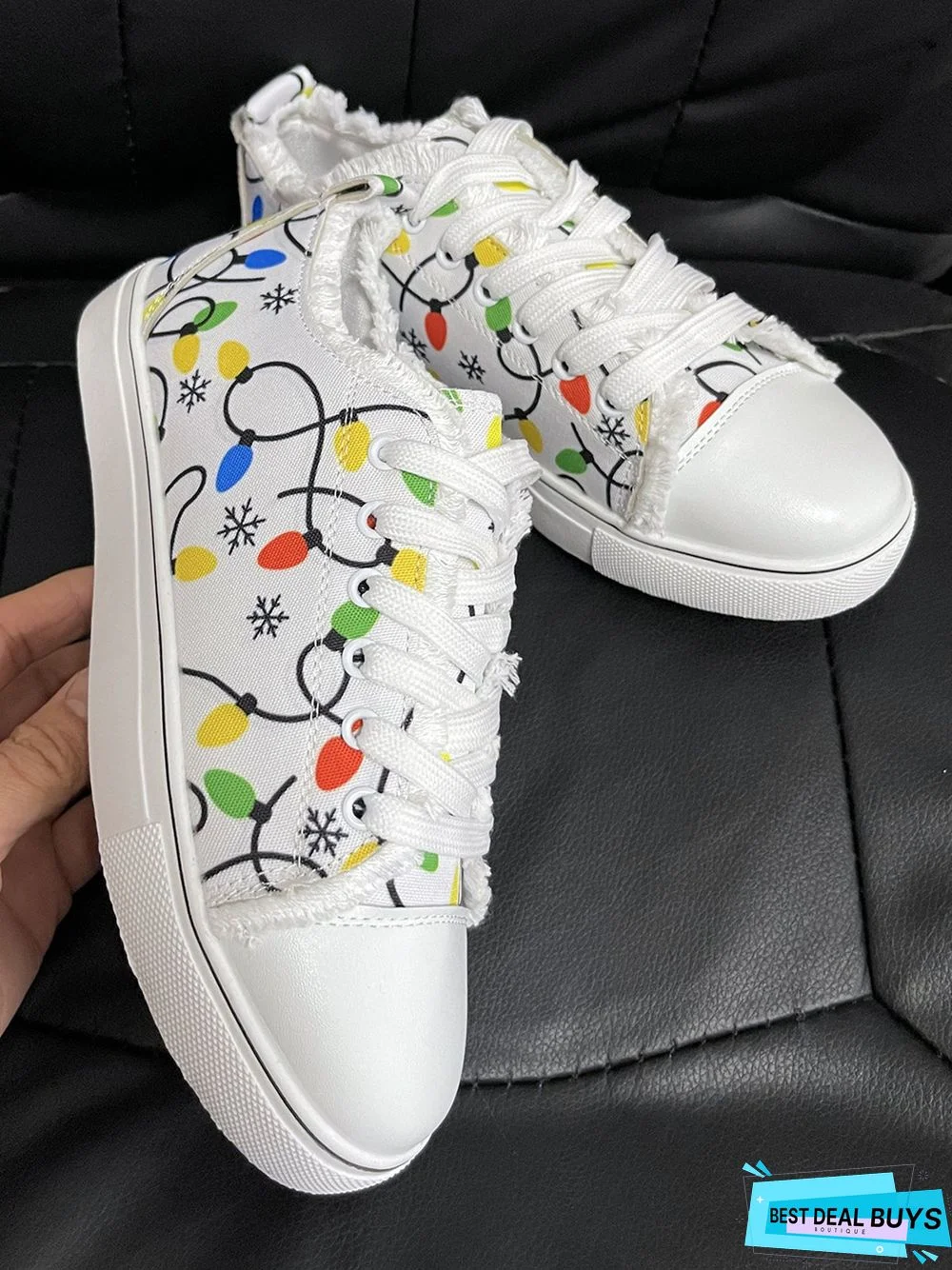 Colorful Print Lace-Up Canvas Shoes