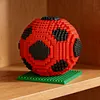 Sports Football Ball Building Kits Creativity Soccer and Cup Building Block Set Mini Collectible Peripheral Bricks Birthday Gift For Teens & Adults (Red and Black soccer)