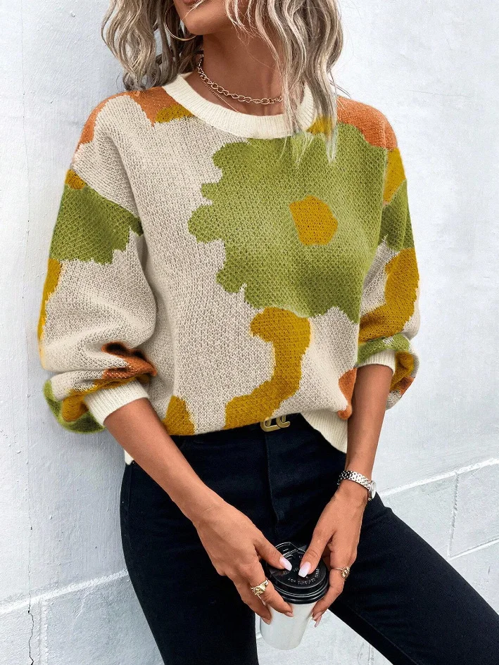 Nigikala Nigikala Autumn And Winter Round Collar Long Sleeve Knitted Fashion Tie With A Casual Jacket Sweater Woman