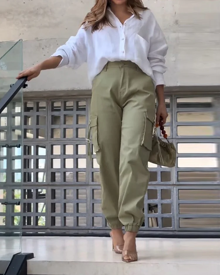 Lapel casual solid color two-piece suit