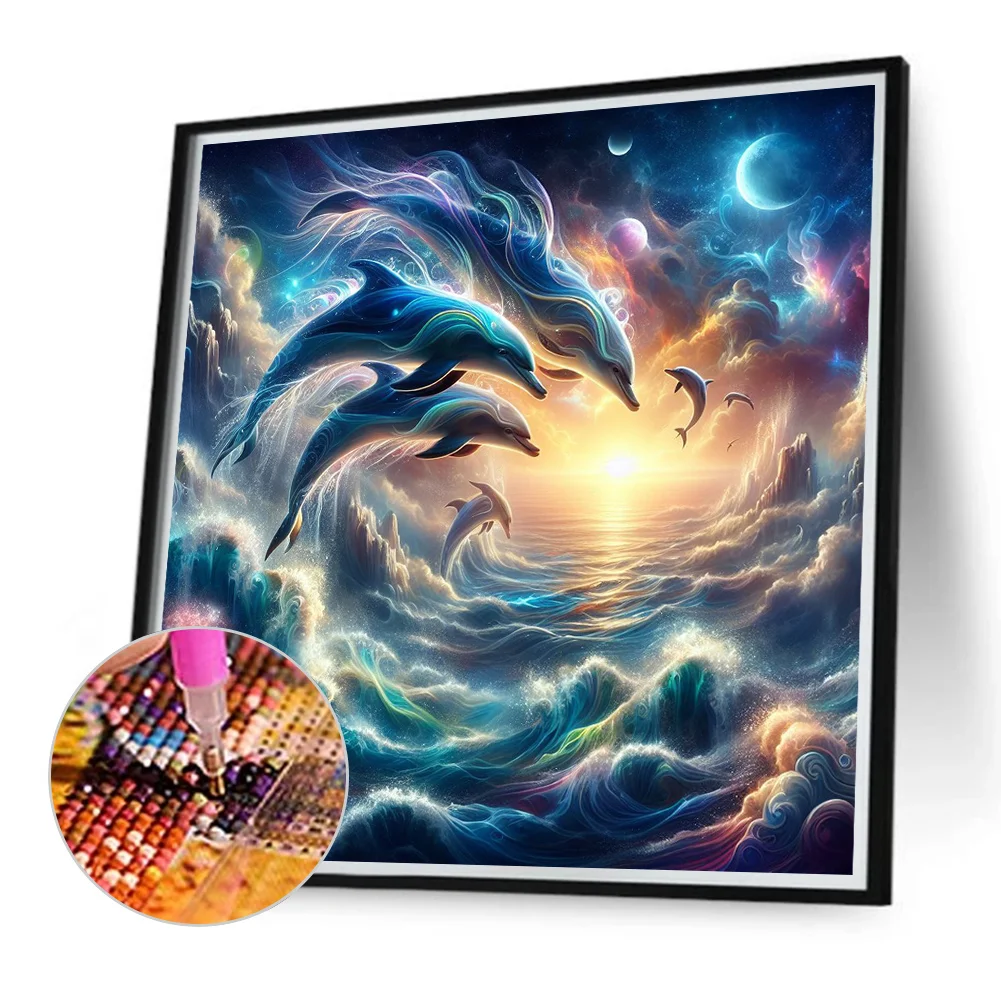 Diamond Painting - Full Round Drill - Dolphin(Canvas|40*40cm)