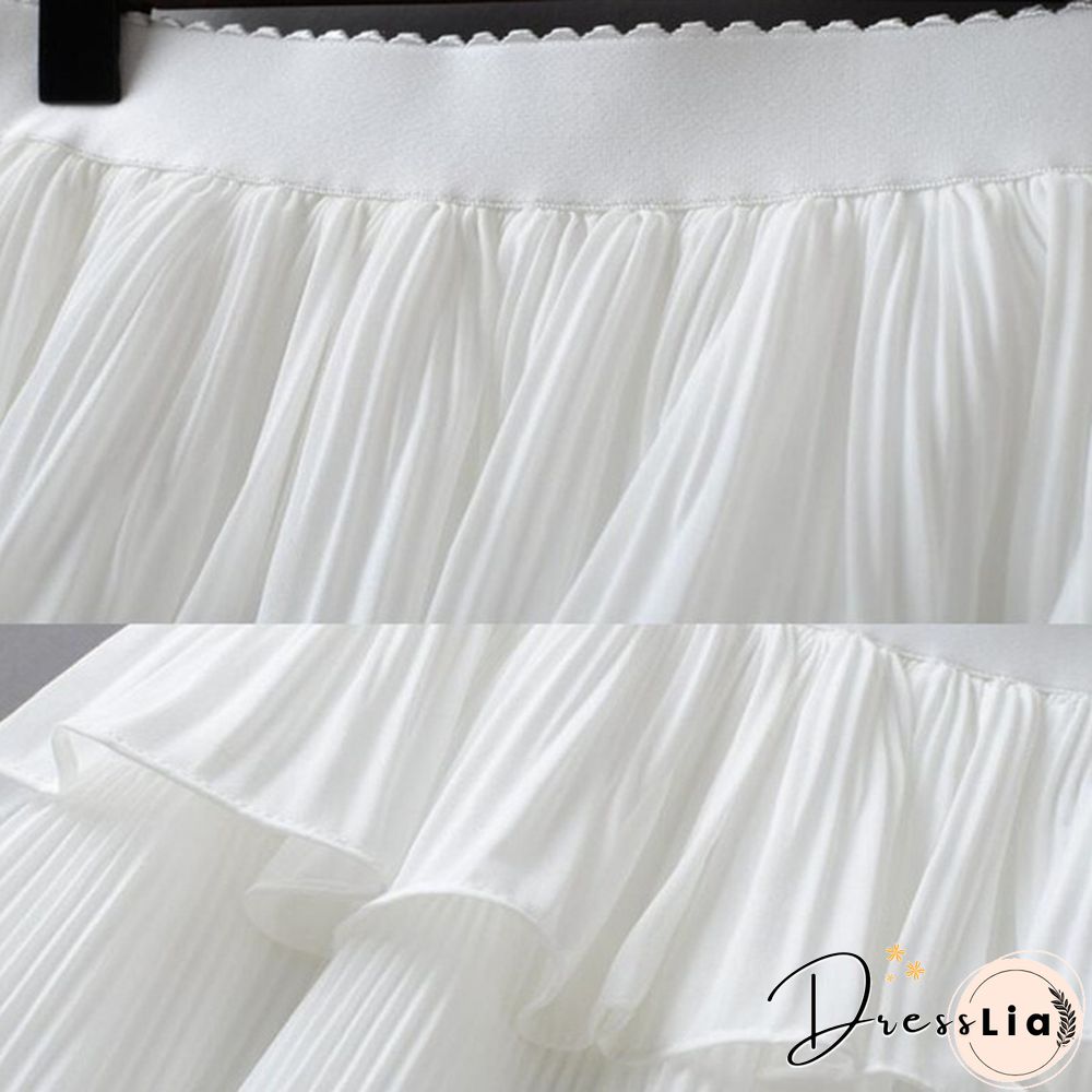 Summer Women Elasticity Waist Mini Skirt Ladies Chiffon Skirt Ladies Casual Cake Skirts Pleated Skirts-G140