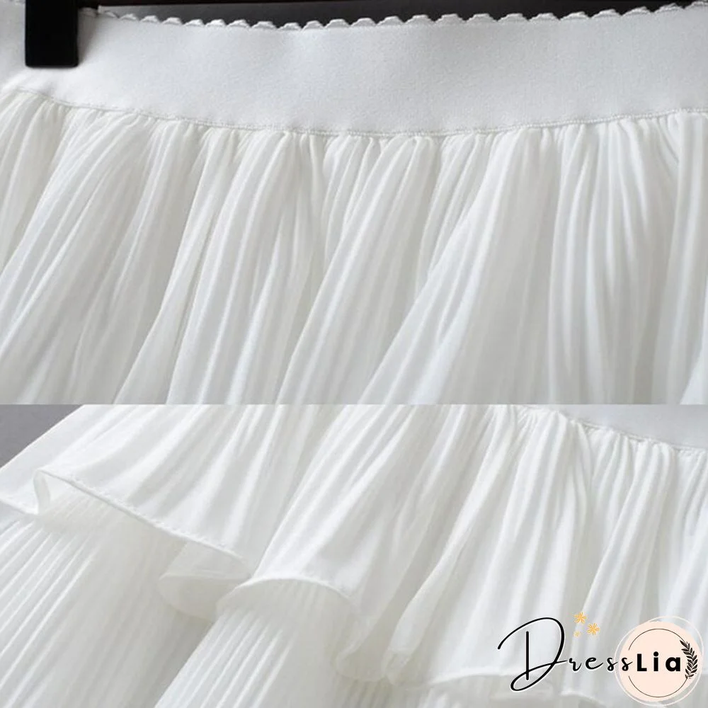 Summer Women Elasticity Waist Mini Skirt Ladies Chiffon Skirt Ladies Casual Cake Skirts Pleated Skirts-G140