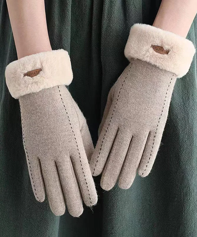 2023 Stylish New Khaki Warm Wool Gloves Winter