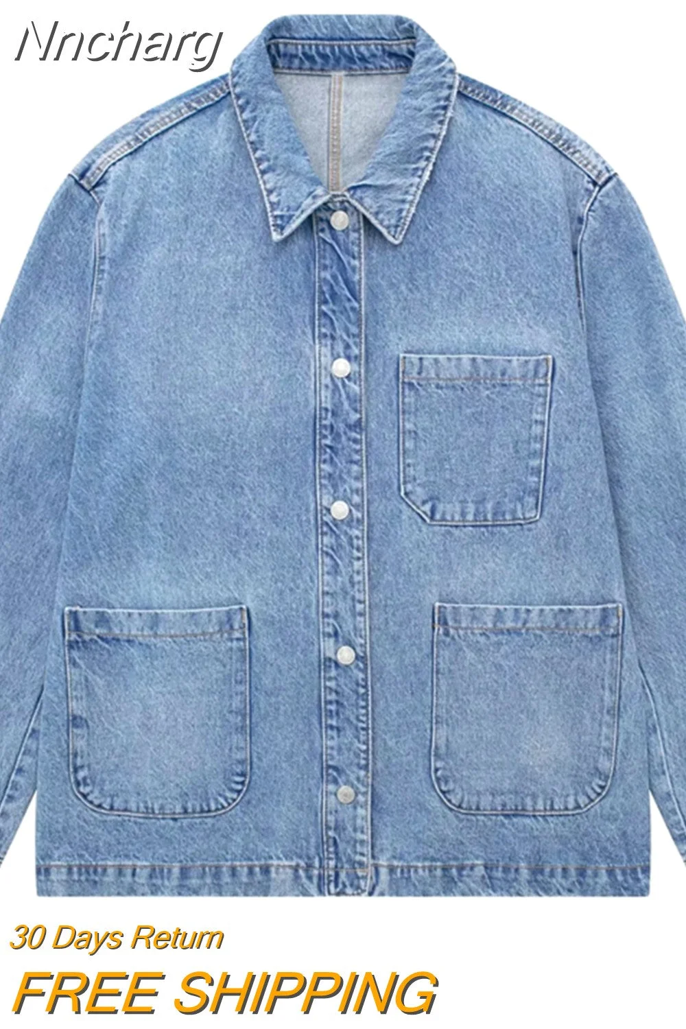 Nncharge Denim Jacket for Women Oversized Jeans Coat Korean Coats Spring Summer 2023 Jackets for Women Blue Outwear Denim Coats