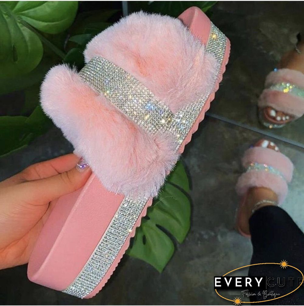 Floss And Sequins Decorated Thicken Buttom Slipper