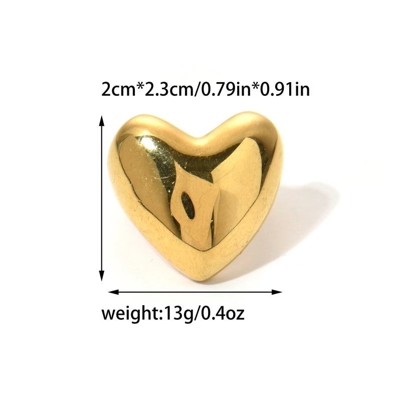 Elegant Roman Style Commute Geometric Heart Shape 304 Stainless Steel 14K Gold Plated Rings
