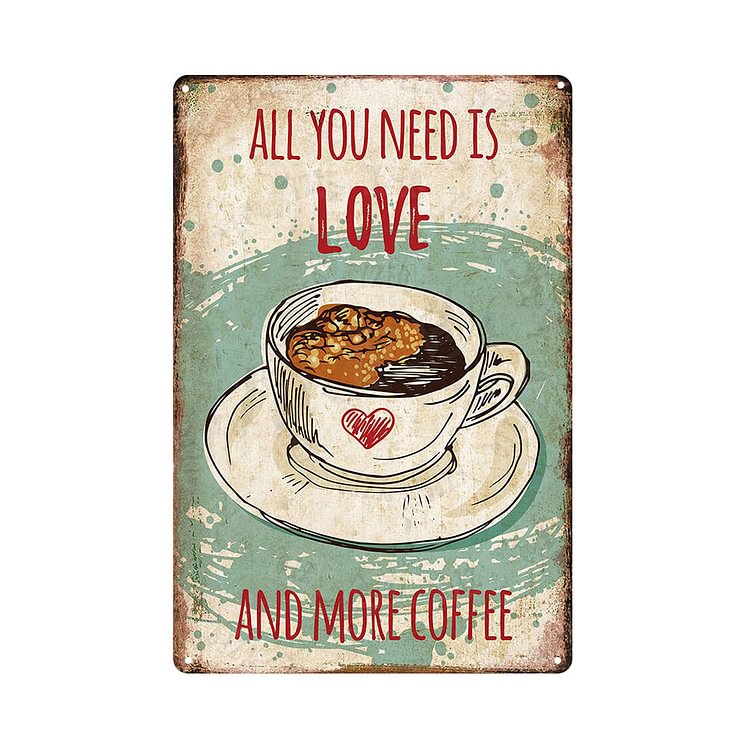 Home    Love Coffee - Vintage Tin Signs/Wooden Signs - 7.9x11.8in & 11.8x15.7in