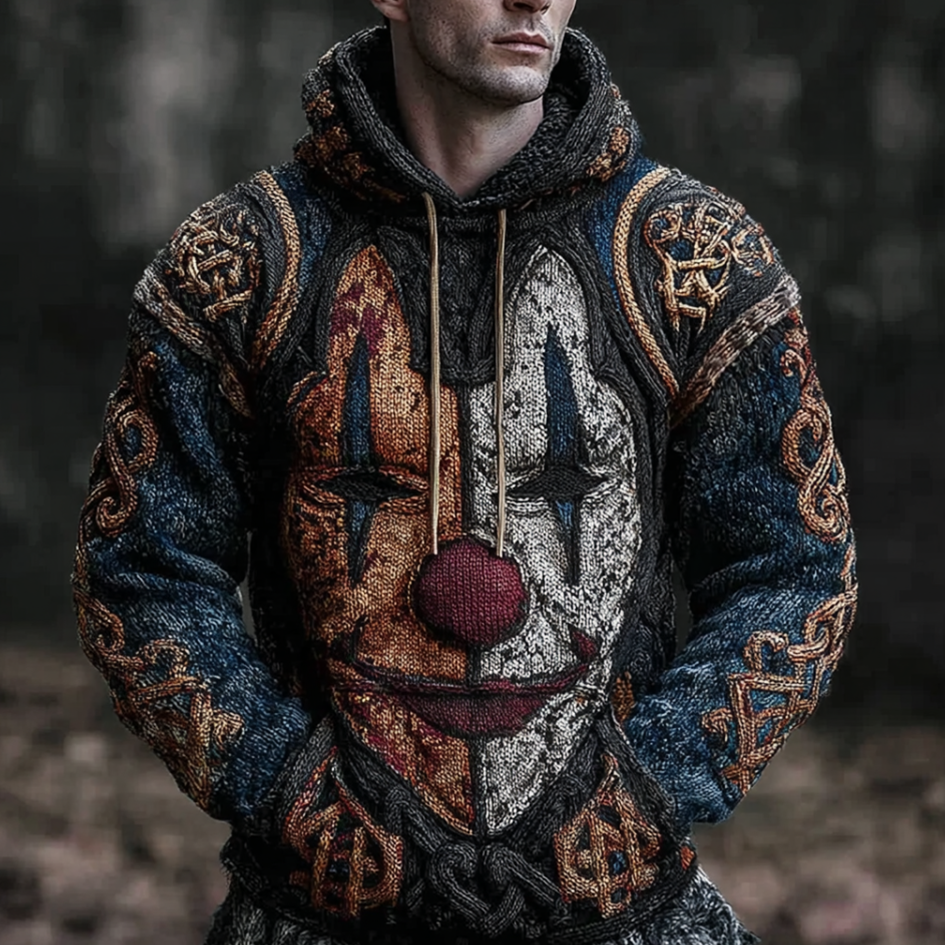 Men's Halloween Joker Mask Design Knit Beanie Sweater