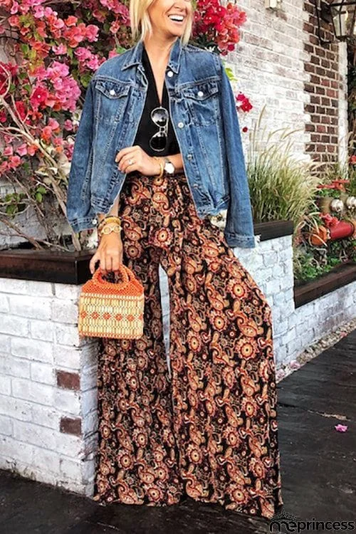 Print Belted Palazzo Pant