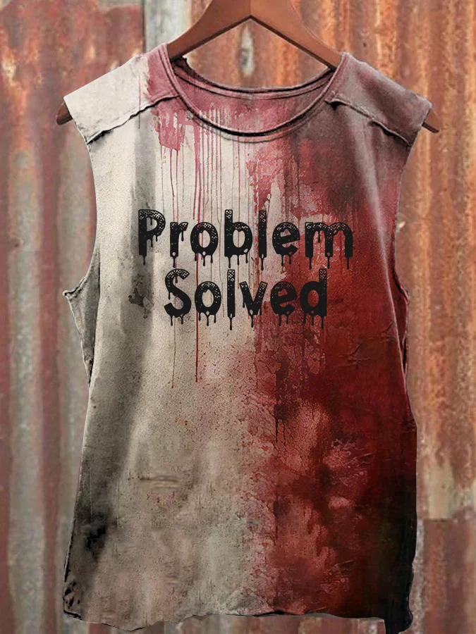 Comstylish Men's Bloody Problem Solved Halloween Print Vest