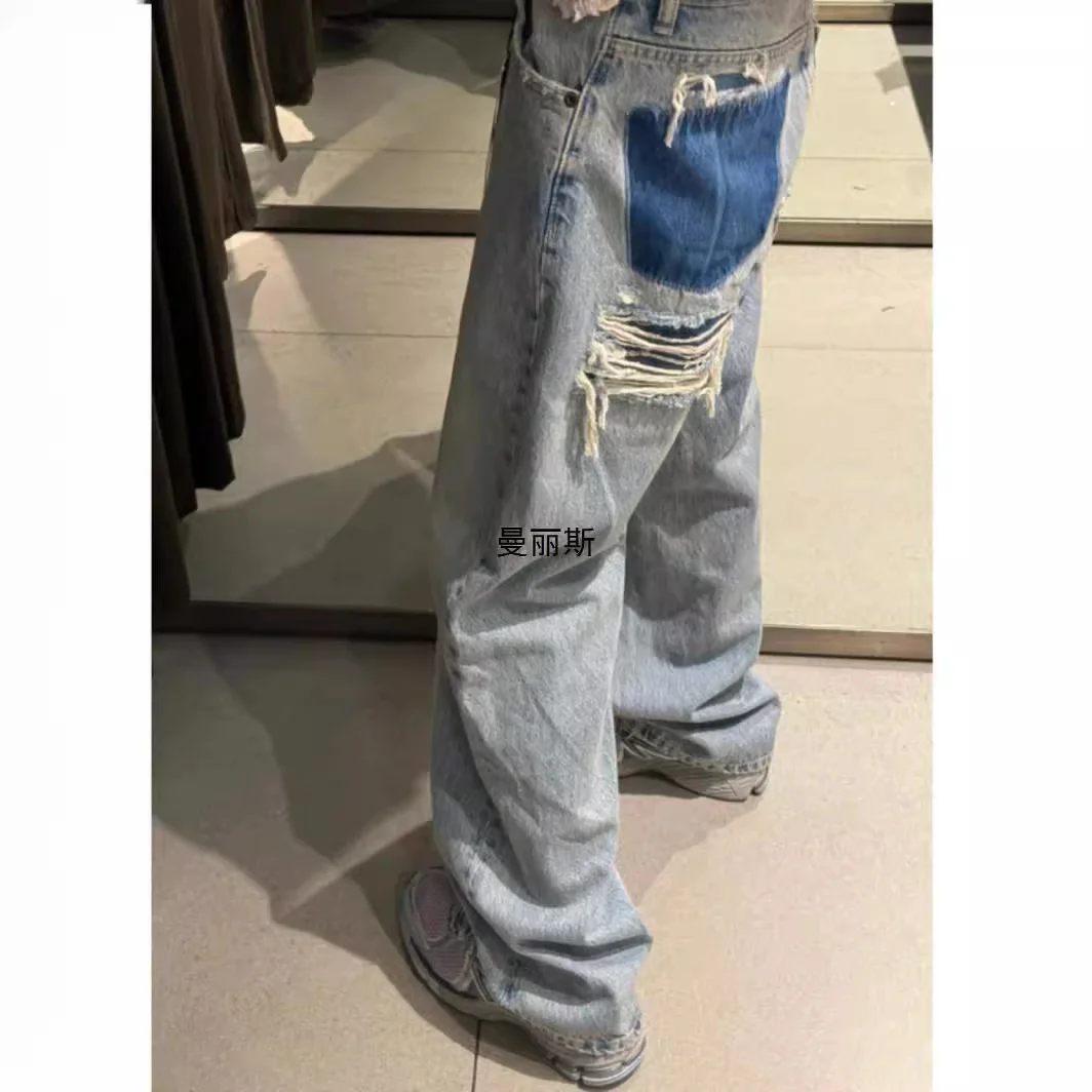 Nigikala Nigikala Blue Low-Rise Straight Tube Trousers Jeans Women's Small 2025 New Spring