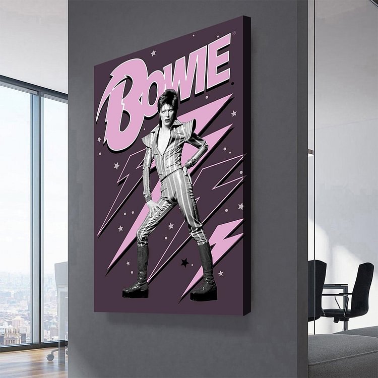 David Bowie Pink Lightning Bolts Ziggy Stardust Canvas Wall Art