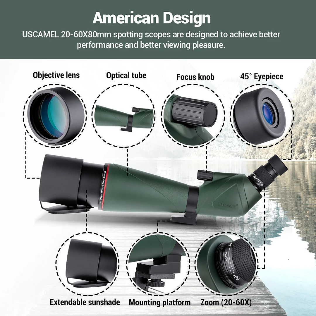 Spotting Scope with Tripod, Carrying Bag and Scope Phone Adapter,Waterproof