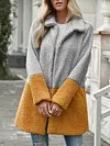 Contrast Color Loose Long Sleev Lapel Collar Fashion Cardigan Coat