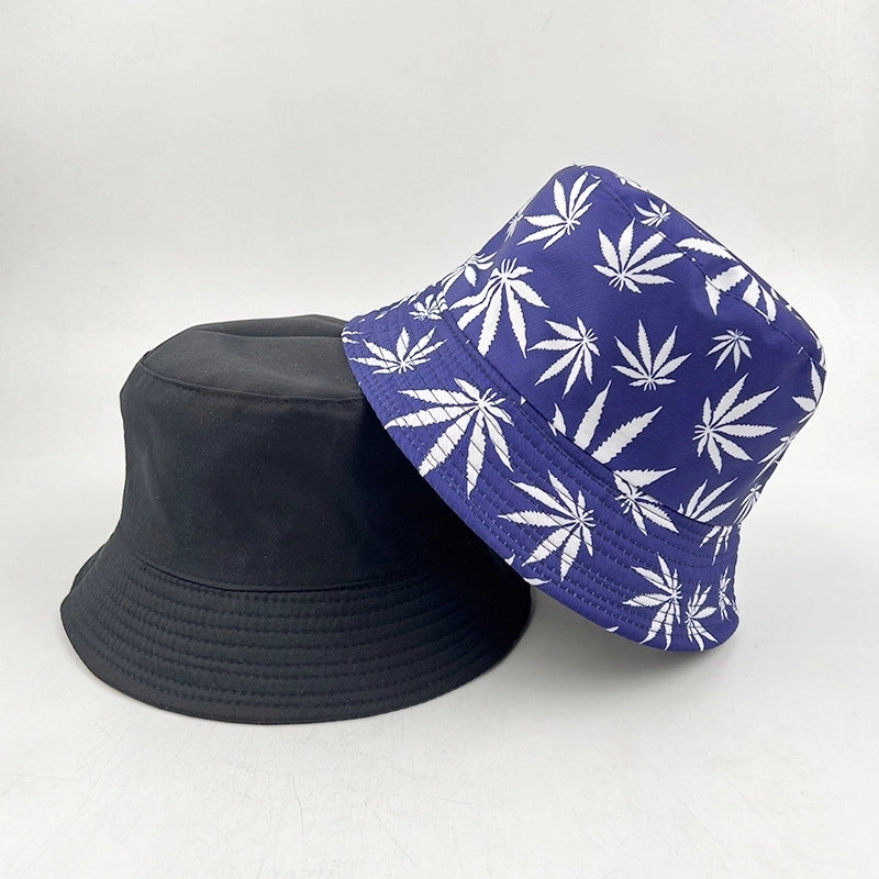 Unisex Minimalist Maple Leaf Printing Wide Eaves Bucket Hat