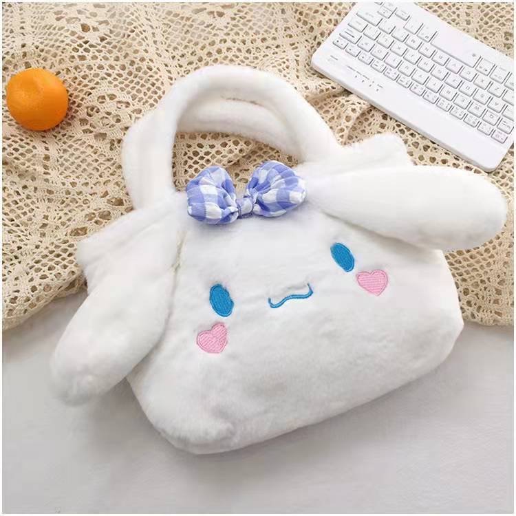 JOURNALSAY Kawaii Cinnamoroll Sanrio Plush Bag My Melody Anime Handbags Kt Cat Purin Dog Kuromi Plushie