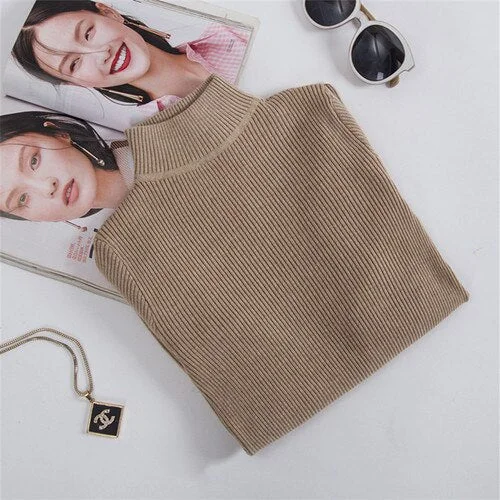 Spring Autumn Winter Turtleneck Sweaters Slim-fit Korean Sweater Long Sleeve Pullovers Short  Casual Tight Clothes New Arrival