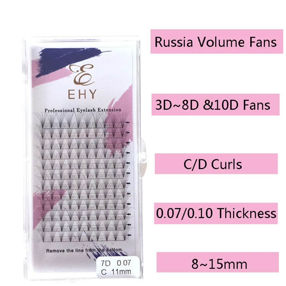 12 Rows/Case 3D~10D Pre Made Russian Volume Fan Lashes Faux Mink Eyelash Extensions Handmade Full Natural Long Eyelashes Makeup