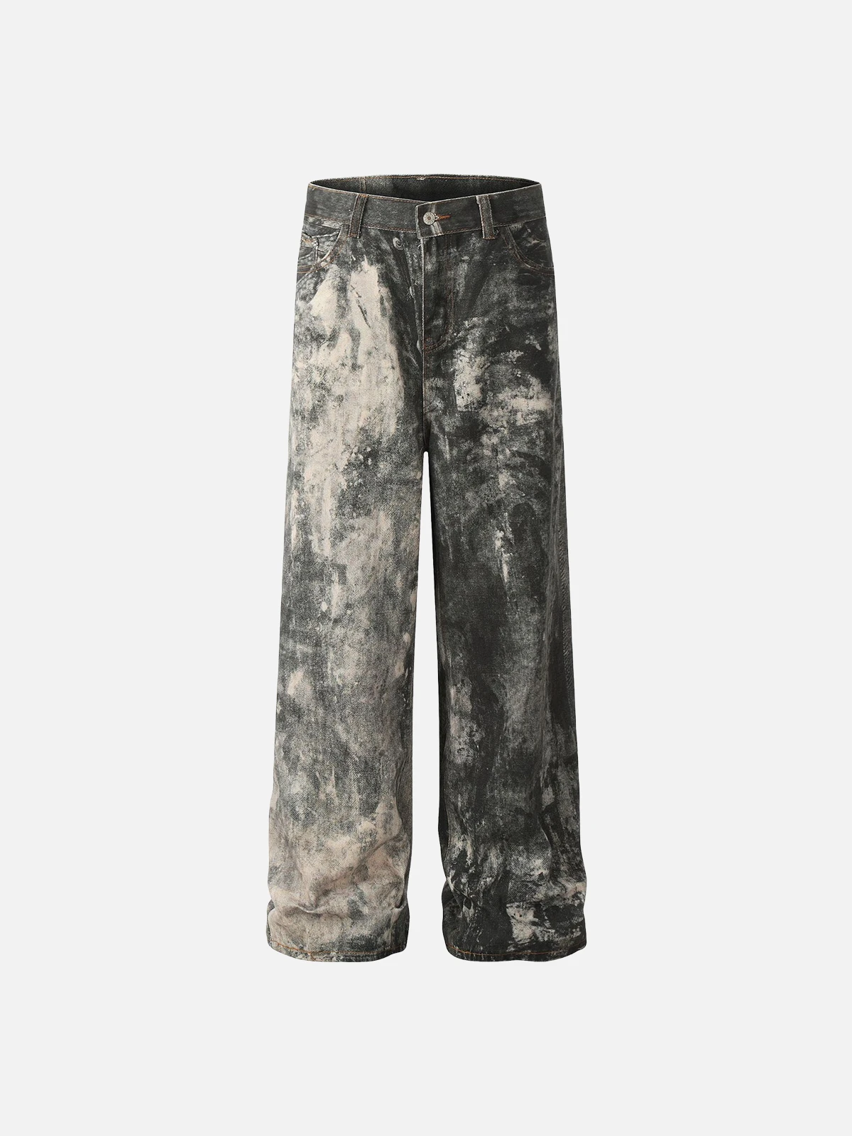 Black Act Chic Spray Paint Art Washed Baggy Jeans Front
