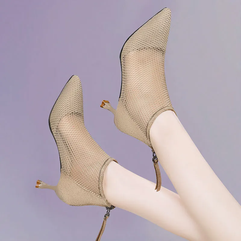 Breakj Breakj Hollow Cool Boots 2023 Spring And Summer New Mesh And Short Boots Tips High Help Zipper