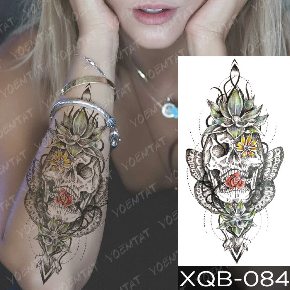 Sdrawing Sdrawing Temporary Sleeve Arm tattoo Sticker Lion Clock Tiger Gear Skeleton Rose tattoos Body Art Fake tatoo Men Women Black